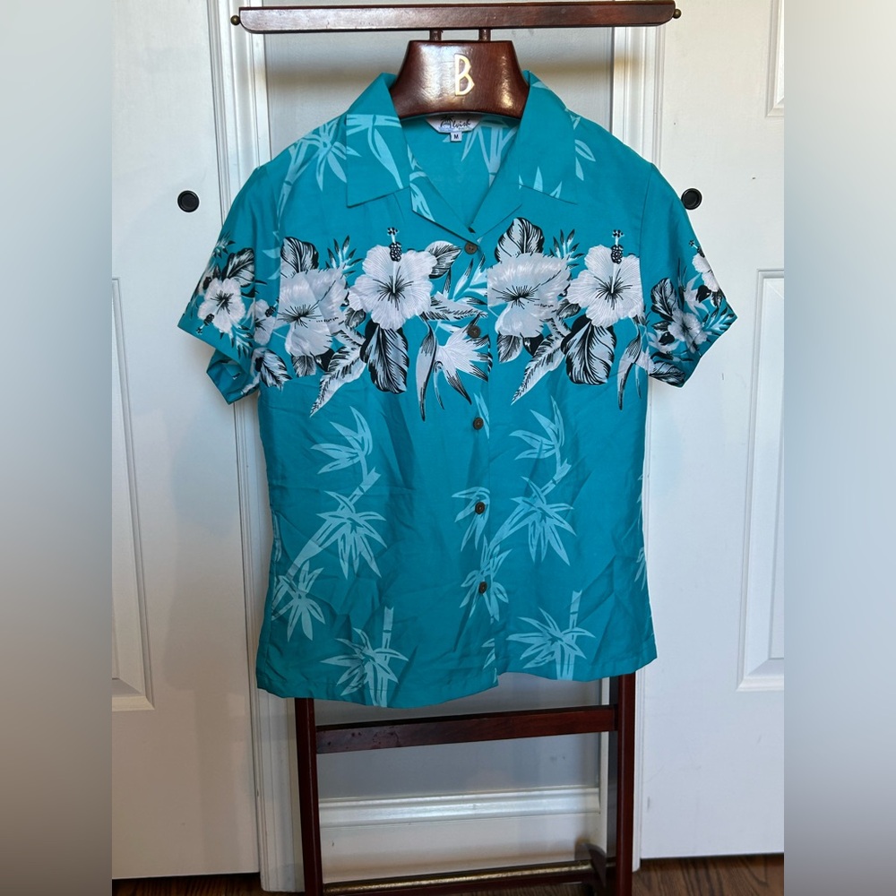 45. Blue and White Floral Blouse